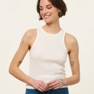 Débardeur côtelé blanc